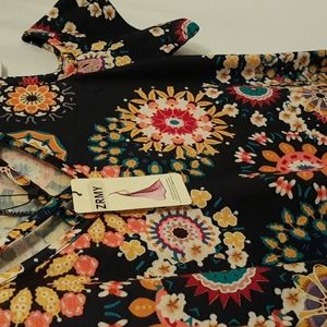 Mandala Floral Cold Shoulder V-Neck Criss Cross Blouse NWT